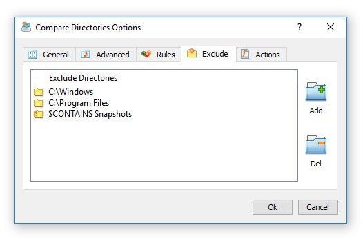Compare Directories Exclude Rules