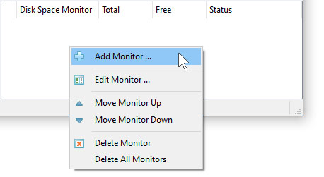 DiskBoss Server Add Disk Space Monitor