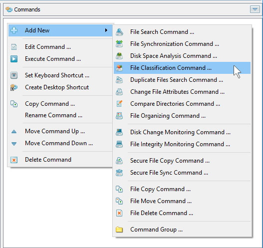 Pre-Configured File Classification Commands