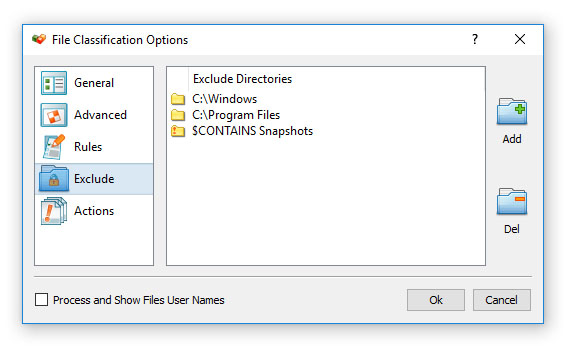 DiskBoss File Classification Exclude Directories