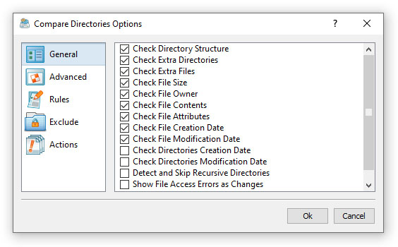 Compare Directories General Options