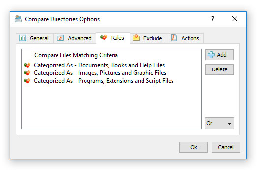 Compare Directories File Matching Rules