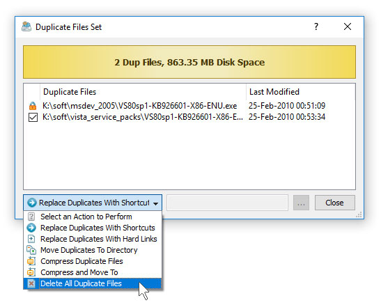 DiskBoss Duplicate Files Set