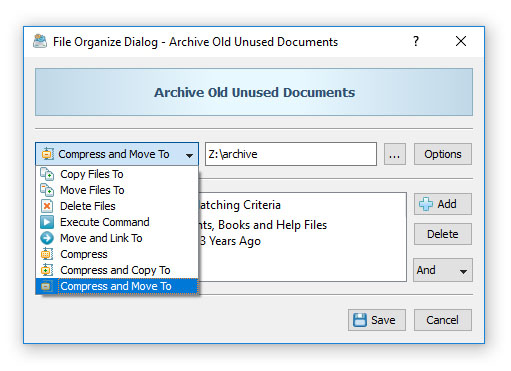Rule-Based File Organizing Command