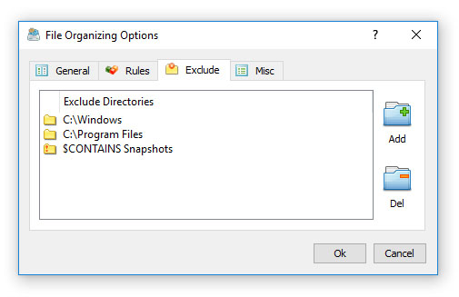 File Organizing Command Exclude Directories