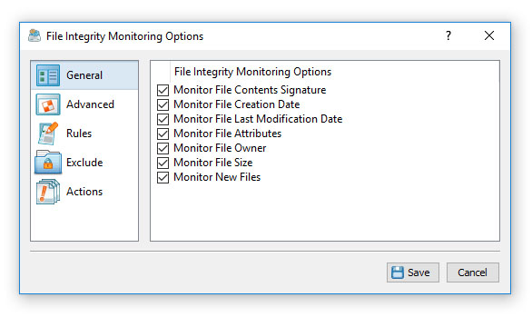 DiskBoss File Integrity Monitor Options